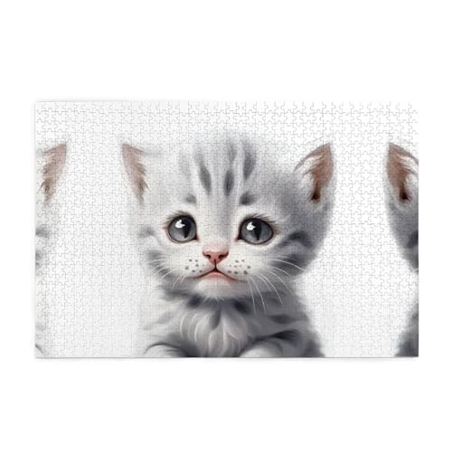 Puzzles1000 Teile Yyhwhjde Poor Little Grey Cat Muster Qualität Holzpuzzle für Erwachsene und Kinder, lustige Puzzles, Stressabbau Puzzles von YYHWHJDE