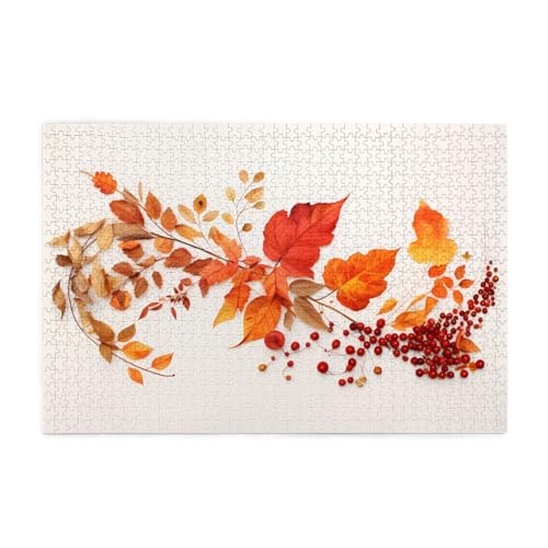 Puzzles1000 Teile Yyhwhjde Red Leaf Berry Prints Pädagogische Intellektuelle Holzpuzzles Lustige Puzzles Stressabbau-Spiel von YYHWHJDE