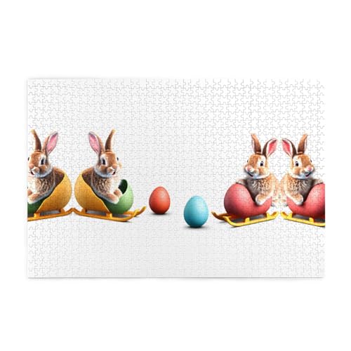 Puzzles1000 Teile Yyhwhjde Schlitten Osterei Kaninchen Drucke Pädagogische Intellektuelle Holzpuzzles Lustige Puzzles Stressabbau-Spiel von YYHWHJDE