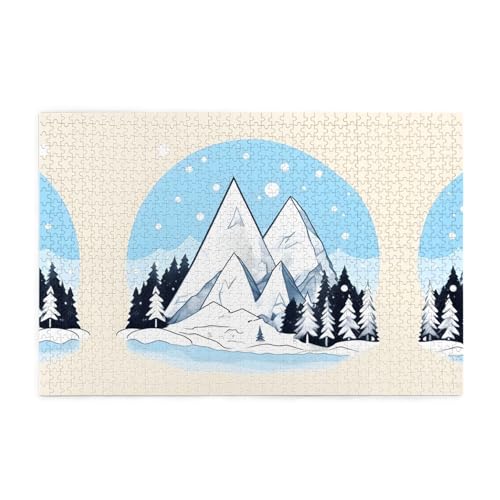 Puzzles1000 Teile Yyhwhjde Schneebedeckte Berge Drucke Qualität Holzpuzzle für Erwachsene und Kinder, lustige Puzzles, Stressabbau Puzzles von YYHWHJDE