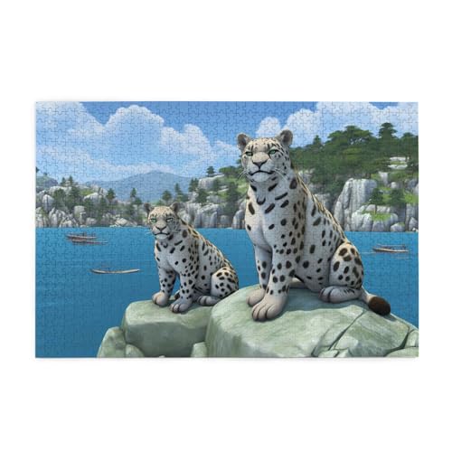 Puzzles1000 Teile Yyhwhjde Schneeleopard Endbringer Drucke Pädagogische Intellektuelle Holzpuzzles, lustige Puzzles, Stressabbau-Spiel von YYHWHJDE