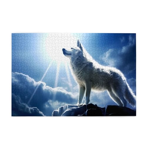 Puzzles1000 Teile Yyhwhjde Schneewolf auf der Spitze druckt pädagogische intellektuelle Holzpuzzles, lustige Puzzles, Stressabbau-Spiel von YYHWHJDE