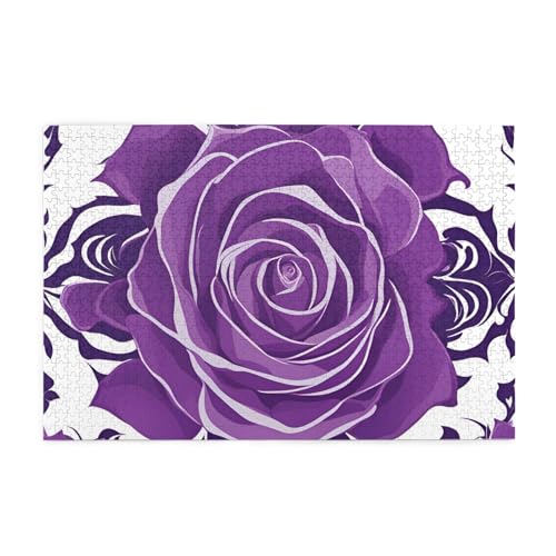Puzzles1000 Teile Yyhwhjde Schöne Lila Rosen Drucke Pädagogische Intellektuelle Holzpuzzles Lustige Puzzles Stressabbau Spiel von YYHWHJDE
