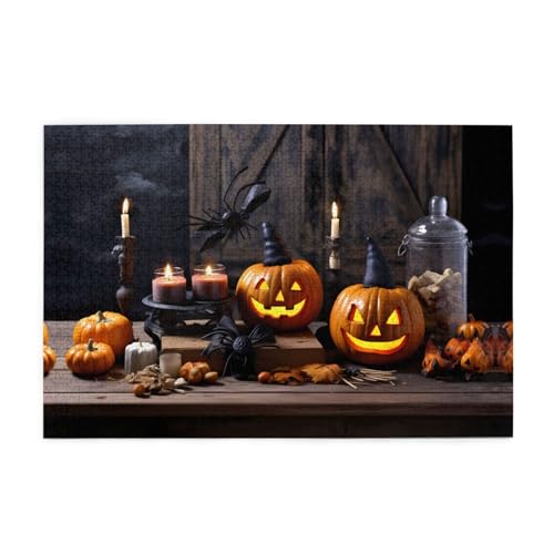 Puzzles1000 Teile Yyhwhjde Spinne Kürbis Drucke Pädagogische Intellektuelle Holzpuzzles Lustige Puzzles Stressabbau-Spiel von YYHWHJDE