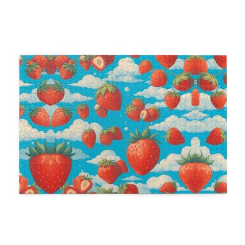 Puzzles1000 Teile Yyhwhjde Tasty Erdbeeren Muster Qualität Holzpuzzle für Erwachsene und Kinder, lustige Puzzles, Stressabbau Puzzles von YYHWHJDE