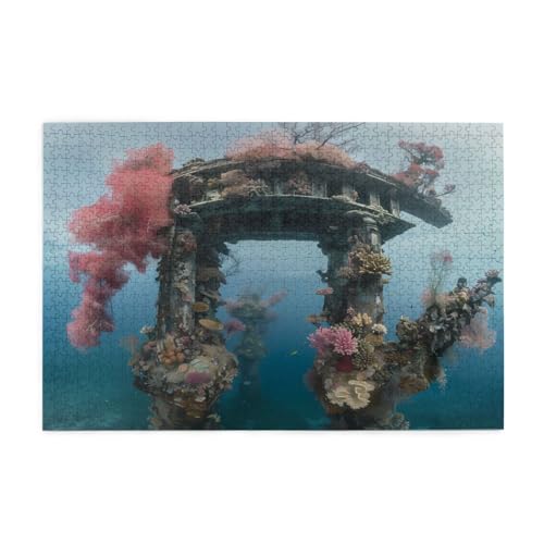 Puzzles1000 Teile Yyhwhjde Unterwasserarchitektur Drucke Pädagogische Intellektuelle Holzpuzzles, lustige Puzzles, Stressabbau-Spiel von YYHWHJDE