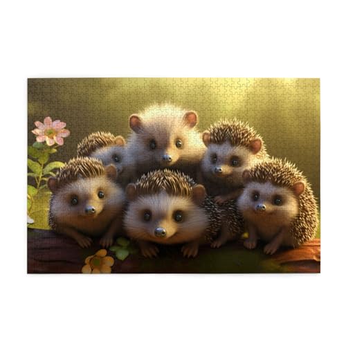 Puzzles1000 Teile Yyhwhjde Viele Igel Drucke Pädagogische Intellektuelle Holzpuzzles Lustige Puzzles Stressabbau-Spiel von YYHWHJDE