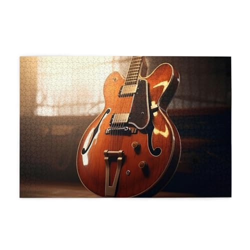 Puzzles1000 Teile Yyhwhjde Vintage Gitarre Muster Qualität Holzpuzzle für Erwachsene und Kinder, lustige Puzzles, Stressabbau Puzzles von YYHWHJDE