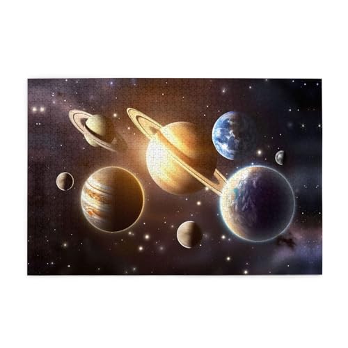 Puzzles1000 Teile Yyhwhjde Weltraum Planet Drucke Pädagogische Intellektuelle Holzpuzzles Lustige Puzzles Stressabbau-Spiel von YYHWHJDE