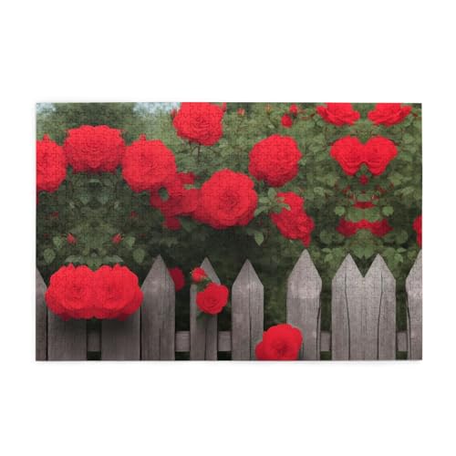 Puzzles1000 Teile Yyhwhjde Zaun und schöne Blumen Musterqualität Holzpuzzle für Erwachsene und Kinder, lustige Puzzles, Stressabbau-Puzzles von YYHWHJDE