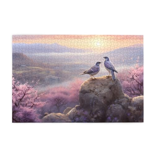 Puzzles1000 Teile Yyhwhjde Zwei Vögel auf einem Felsen Drucke Pädagogische Intellektuelle Holzpuzzles, lustige Puzzles, Stressabbau-Spiel von YYHWHJDE