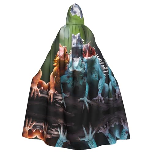 YYHWHJDE 4 bunte Eidechsenbilder, Halloween-Umhang mit Kapuze für Erwachsene, für Rollenspiele, Kostüme und Themenpartys YYHWHJDE 4 bunte Eidechsenbilder, Halloween-Umhang mit Kapuze für Erwachsene, für Rollenspiele, Kostüme und Themenpartys von YYHWHJDE