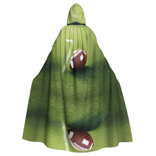 YYHWHJDE American Football Ball auf Gras Sport Druck Halloween Erwachsene Kapuzenumhang für Partys und Kostümveranstaltungen von YYHWHJDE
