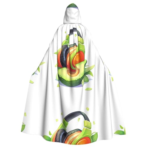 YYHWHJDE Avocado-Kopfhörer-Bild, Halloween, Erwachsenen-Kapuzenumhang, ohne Reißverschluss, bequem für Kostümpartys von YYHWHJDE