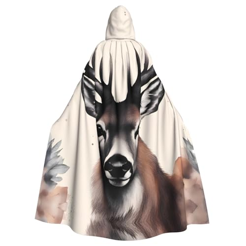 YYHWHJDE Beauty Deer Prints Halloween Erwachsene Kapuzenumhang für Partys und Kostüme von YYHWHJDE