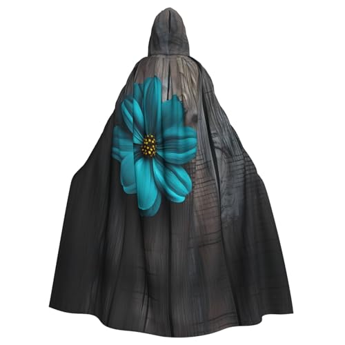 YYHWHJDE Blaugrüne Blume auf Holzplanken-Druck, Halloween-Umhang für Erwachsene mit Kapuze für Partys und Kostüme YYHWHJDE Blaugrüne Blume auf Holzplanken-Druck, Halloween-Umhang für Erwachsene mit Kapuze für Partys und Kostüme von YYHWHJDE