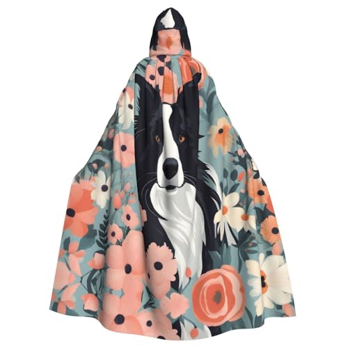 YYHWHJDE Border Collie Kapuzenumhang mit Blumenmuster für Halloween Erwachsene für Partys und Kostümveranstaltungen YYHWHJDE Border Collie Kapuzenumhang mit Blumenmuster für Halloween Erwachsene für Partys und Kostümveranstaltungen von YYHWHJDE