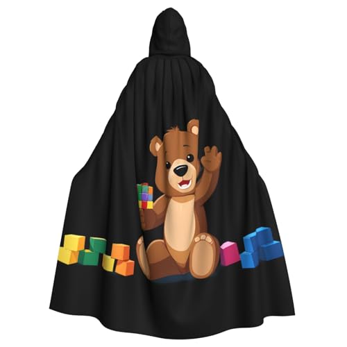 YYHWHJDE Brauner Bär, der mit Bausteinen spielt, Halloween-Umhang mit Kapuze, Umhang für Erwachsene, ohne Reißverschluss, bequem für Kostümpartys YYHWHJDE Brauner Bär, der mit Bausteinen spielt, Halloween-Umhang mit Kapuze, Umhang für Erwachsene, ohne Reißverschluss, bequem für Kostümpartys von YYHWHJDE