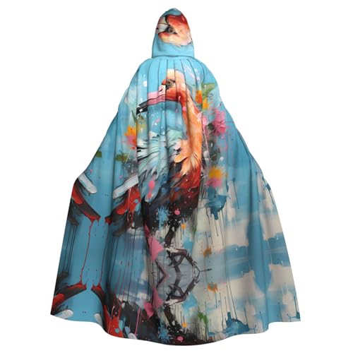 YYHWHJDE Buntes Ölgemälde mit Flamingo-Druck, Halloween-Umhang mit Kapuze, für Partys und Kostümveranstaltungen YYHWHJDE Buntes Ölgemälde mit Flamingo-Druck, Halloween-Umhang mit Kapuze, für Partys und Kostümveranstaltungen von YYHWHJDE