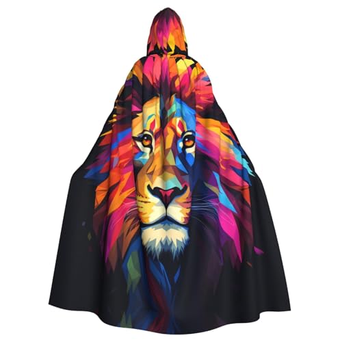 YYHWHJDE Cartoon Cool Lion Picture Halloween Adult Hooded Cloak for Role-Playing, Costumes, and Theme Parties von YYHWHJDE