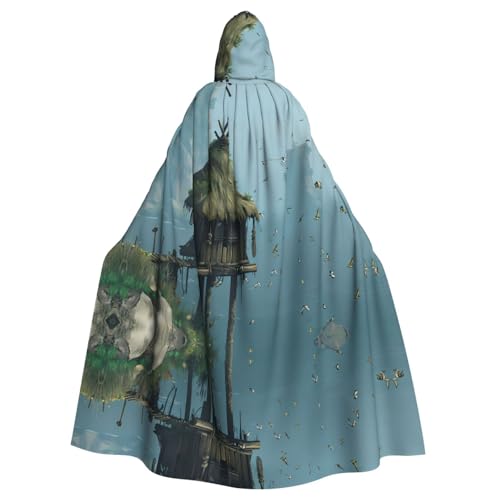 YYHWHJDE Cliffside Cabin Picture Halloween Adult Hooded Cloak for Role-Playing, Costumes, and Theme Parties von YYHWHJDE