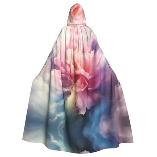 YYHWHJDE Cloud Smoke Flower Picture Halloween Adult Hooded Cloak for Role-Playing, Costumes, and Theme Parties von YYHWHJDE