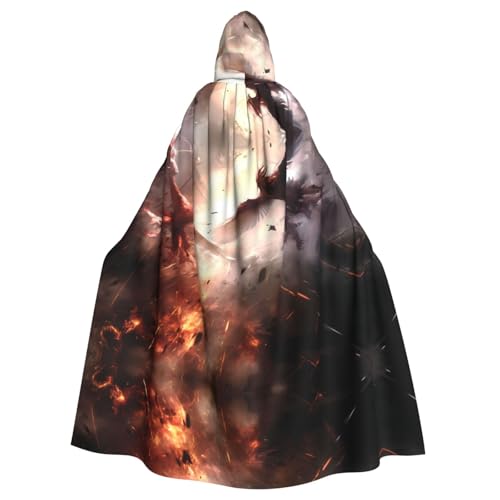 YYHWHJDE Confronting Giant Birds Picture Halloween Adult Hooded Cloak for Role-Playing, Costumes, and Theme Parties von YYHWHJDE