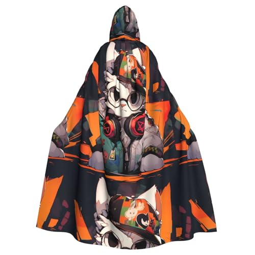 YYHWHJDE Coole kleine weiße Katzen-Aufdrucke Halloween Erwachsene Kapuzenumhang für Partys und Kostüme YYHWHJDE Coole kleine weiße Katzen-Aufdrucke Halloween Erwachsene Kapuzenumhang für Partys und Kostüme von YYHWHJDE