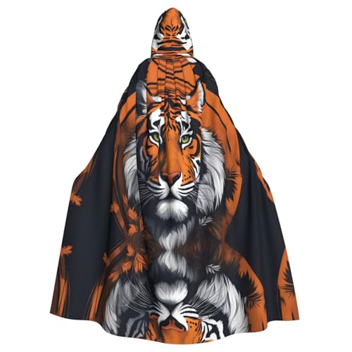 YYHWHJDE Cooler Tiger-Bild, Halloween-Umhang mit Kapuze für Rollenspiele, Kostüme und Themenpartys von YYHWHJDE