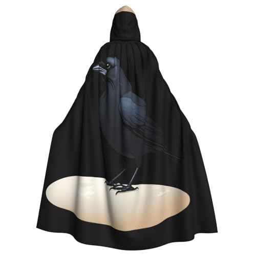 YYHWHJDE Crow On The Pebble Picture Halloween Erwachsene Kapuzenumhang ohne Reißverschluss, bequem für Kostümpartys von YYHWHJDE