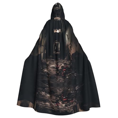 YYHWHJDE Deserted Interior Picture Halloween Adult Hooded Cloak for Role-Playing, Costumes, and Theme Parties von YYHWHJDE