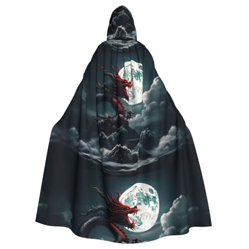YYHWHJDE Dragon On The Mountain Muster Halloween Erwachsene Kapuzenumhang Umhang für Rollenspiele, Bühnenkostüme, Partys, pflegeleicht von YYHWHJDE