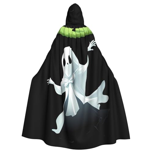 YYHWHJDE Ein Geist trägt eine Schleife ist tanzendes Muster, Halloween-Umhang für Erwachsene, Kapuzenumhang für Rollenspiele, Bühnenkostüme, Partys, pflegeleicht von YYHWHJDE