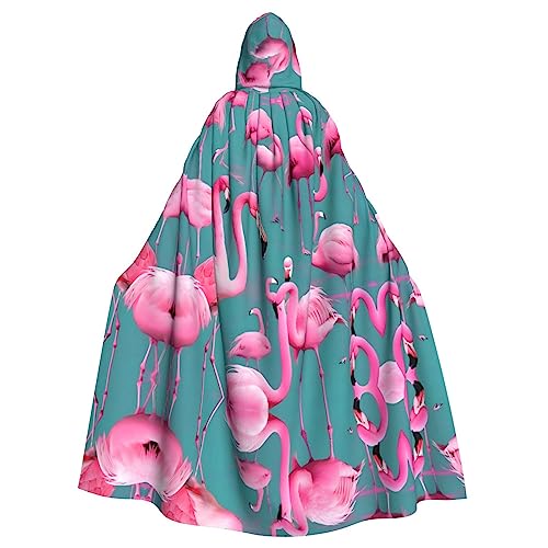 YYHWHJDE Ein Schwarm Flamingo-Druck Halloween Erwachsene Kapuzenumhang für Partys und Kostüme von YYHWHJDE