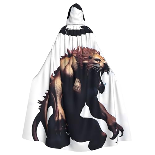 YYHWHJDE Ein geheimnisvolles Monster erscheint Muster, Halloween-Umhang für Erwachsene, Kapuzenumhang für Rollenspiele, Bühnenkostüme, Partys, pflegeleicht von YYHWHJDE