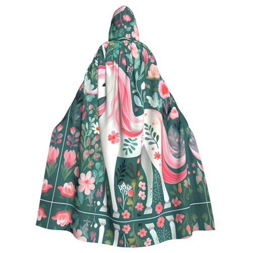 YYHWHJDE Einhorn-Umhang mit rosa Haaren, für Halloween, Erwachsene, mit Kapuze, für Partys und Kostümveranstaltungen von YYHWHJDE
