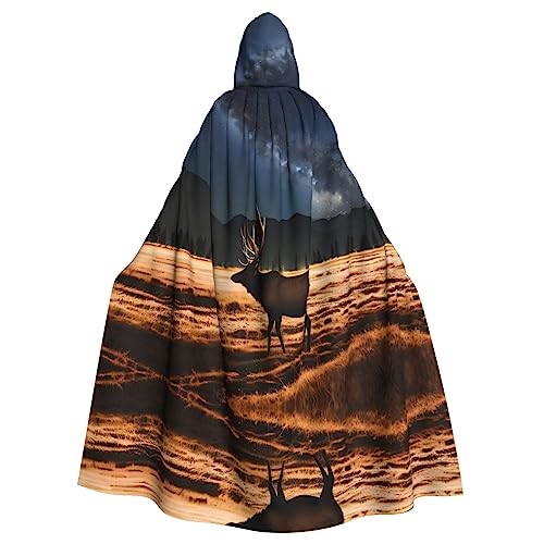 YYHWHJDE Elch in the Meadow Prints Halloween Adult Hooded Cloak for Parties and Costumes von YYHWHJDE