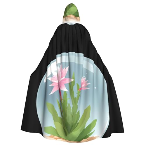 YYHWHJDE Epiphyllum im Kristallkugel-Muster, Halloween-Umhang mit Kapuze, für Erwachsene, für Rollenspiele, Bühnenkostüme, Partys, pflegeleicht von YYHWHJDE