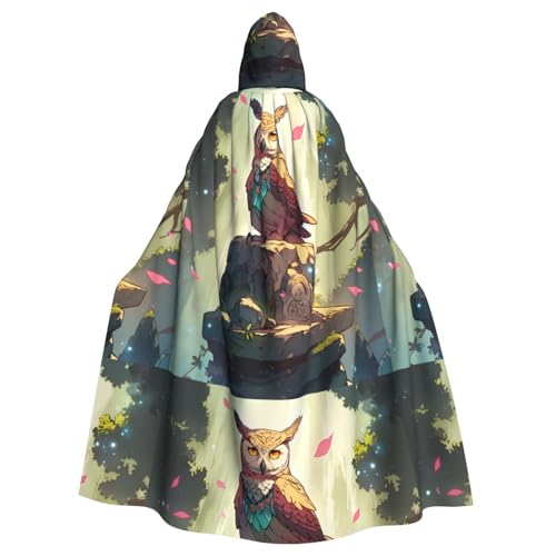 YYHWHJDE Eule auf dem Stein Drucke Halloween Erwachsene Kapuzenumhang für Partys und Kostüme von YYHWHJDE