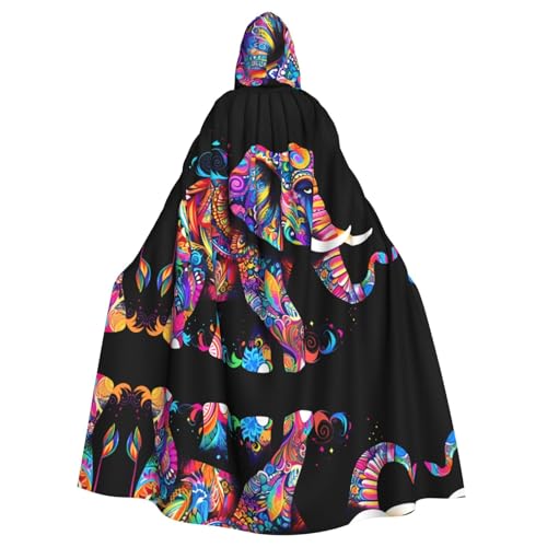 YYHWHJDE Farbenfroher Elefanten-Aufdruck, Halloween-Umhang mit Kapuze für Erwachsene für Partys und Kostüme YYHWHJDE Farbenfroher Elefanten-Aufdruck, Halloween-Umhang mit Kapuze für Erwachsene für Partys und Kostüme von YYHWHJDE