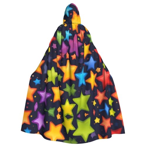 YYHWHJDE Farbenfroher Regenbogen-Stern-Druck, Halloween-Umhang mit Kapuze für Erwachsene für Partys und Kostüme YYHWHJDE Farbenfroher Regenbogen-Stern-Druck, Halloween-Umhang mit Kapuze für Erwachsene für Partys und Kostüme von YYHWHJDE