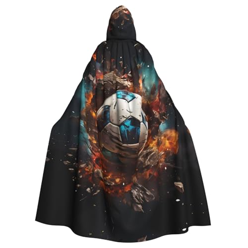 YYHWHJDE Feuerwerkskörper Fußballbild Halloween Erwachsene Kapuzenumhang für Rollenspiele, Kostüme und Themenpartys von YYHWHJDE