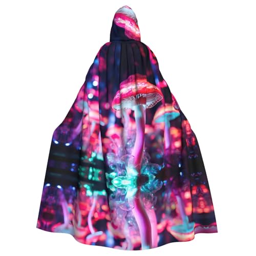YYHWHJDE Fluoreszierender Pilzdruck Halloween Erwachsene Kapuzenumhang für Partys und Kostüme von YYHWHJDE