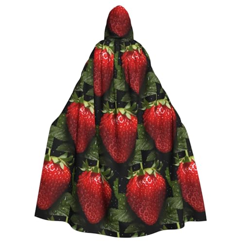 YYHWHJDE Fresh Strawberry Picture Halloween Adult Hooded Cloak for Role-Playing, Costumes, and Theme Parties von YYHWHJDE