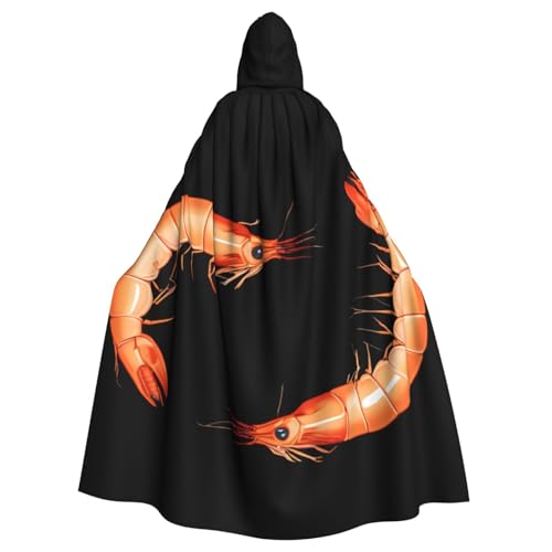 YYHWHJDE Frischer Garnelen-Druck, Halloween-Umhang mit Kapuze, für Erwachsene und Partys von YYHWHJDE