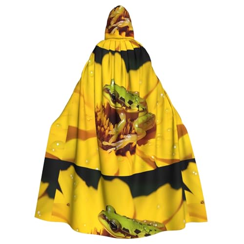 YYHWHJDE Frosch im Pistilenmuster, Halloween-Umhang mit Kapuze, für Erwachsene, für Rollenspiele, Bühnenkostüme, Partys, pflegeleicht von YYHWHJDE