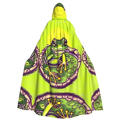 YYHWHJDE Frosch im Teich Muster Halloween Erwachsene Kapuzenumhang für Party Kostüm Cosplay Bühne Maskerade Thema Tanz Comic Con von YYHWHJDE