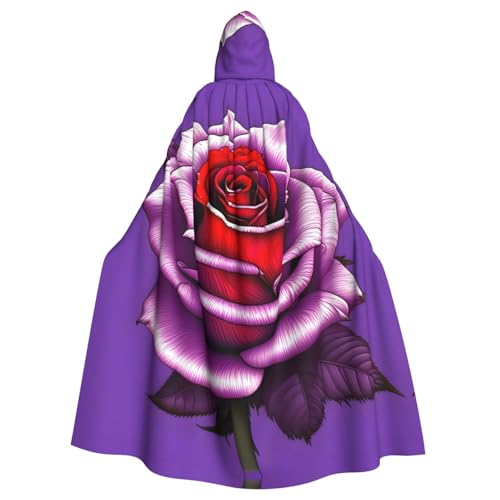 YYHWHJDE Fuchsiafarbenes Rosenmuster, Halloween-Umhang mit Kapuze für Erwachsene, für Party, Kostüm, Cosplay, Bühne, Maskerade, Thema, Tanz, Comic Con von YYHWHJDE