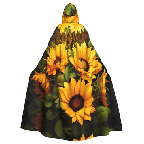 YYHWHJDE Gelber Sonnenblumen-Aufdruck, Halloween, Erwachsenen-Kapuzenumhang für Partys und Kostüme YYHWHJDE Gelber Sonnenblumen-Aufdruck, Halloween, Erwachsenen-Kapuzenumhang für Partys und Kostüme von YYHWHJDE