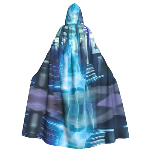 YYHWHJDE Ghost in the Station Seat Picture Halloween Adult Hooded Cloak for Role-Playing, Costumes, and Theme Parties von YYHWHJDE